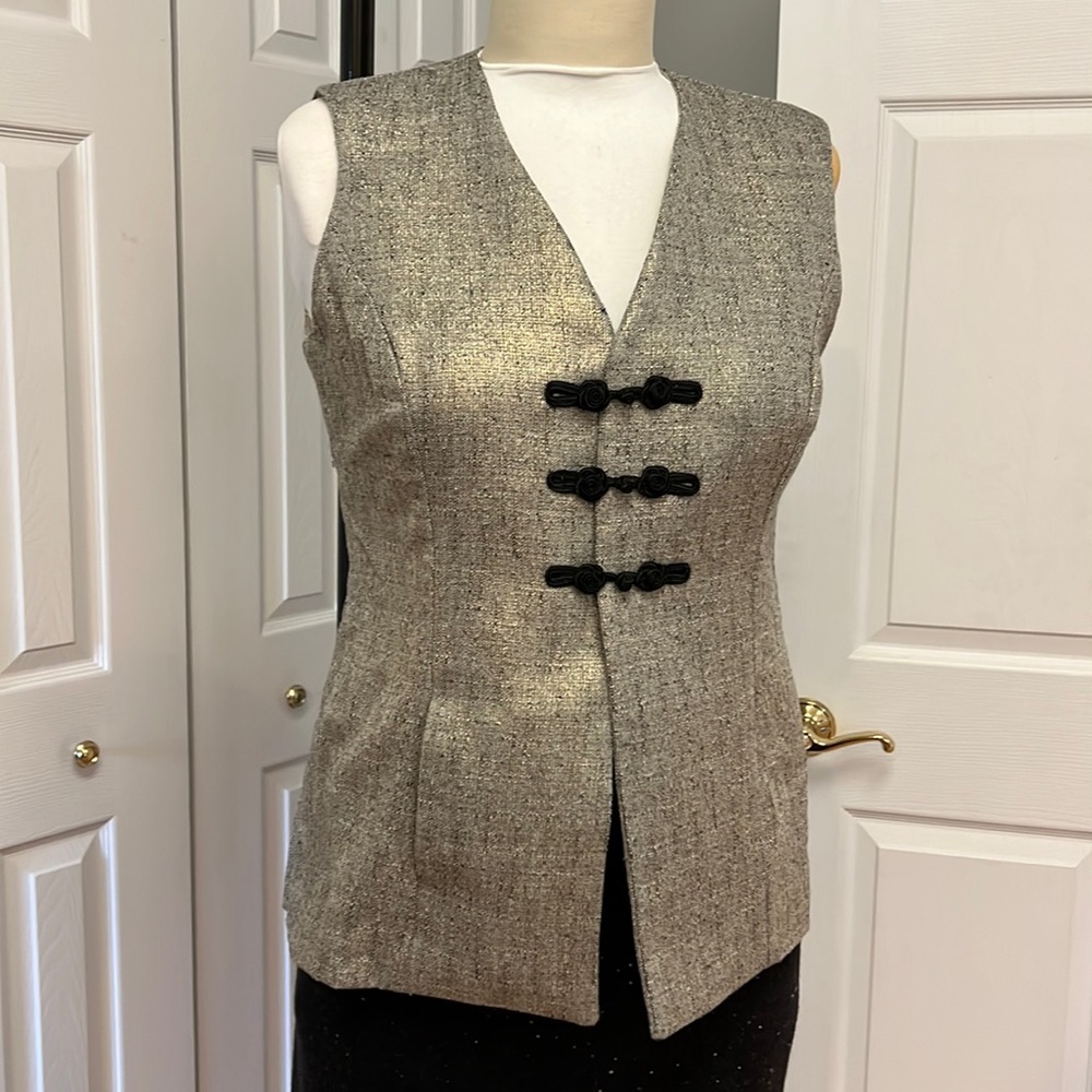 Metallic gold tweed vest size 14